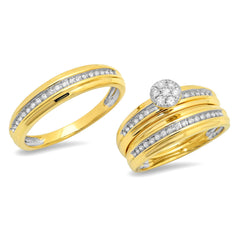 0.42ct 14k Yellow Gold Diamond Trio Set Cluster