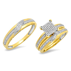 0.42ct 14k Yellow Gold Diamond Trio Set Pave