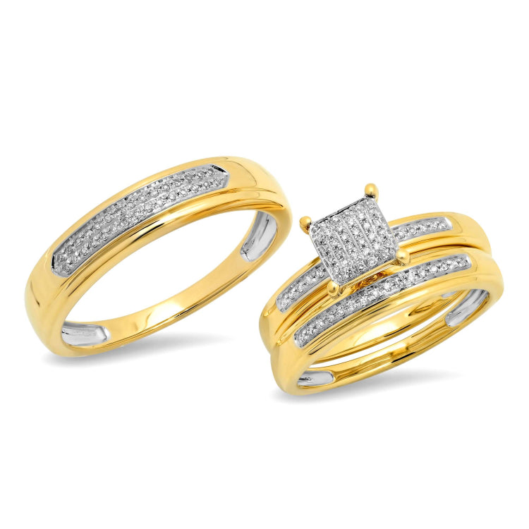0.20ct 14k Yellow Gold Diamond Trio Set