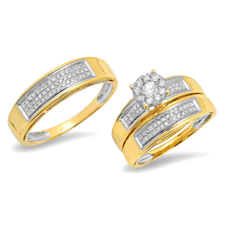 0.61ct 14k Yellow Gold Diamond Trio Set