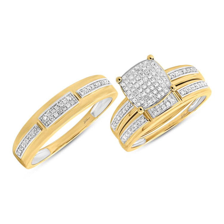 0.41ct 14k Yellow Gold Diamond Trio Set Pave