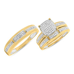 0.41ct 14k Yellow Gold Diamond Trio Set Pave