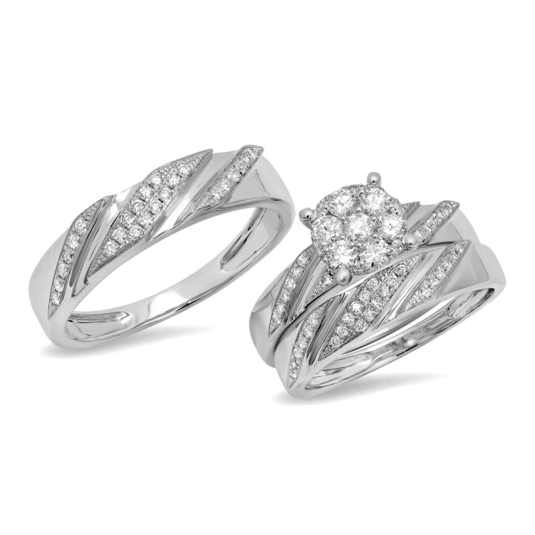 0.83ct 14k White Gold Diamond Trio Set