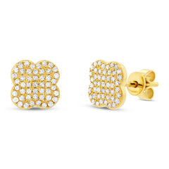 0.31ct 14k Yellow Gold Diamond Clover Stud Earring