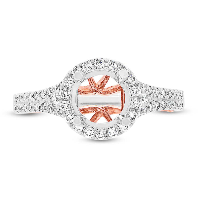 0.46ct 14k Two-tone Rose Gold Diamond Semi-mount Ring