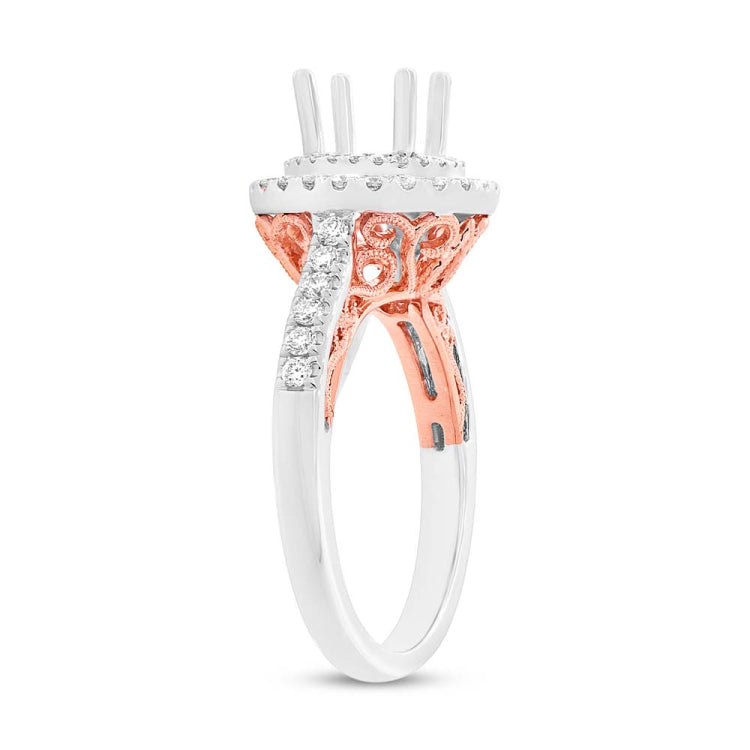 0.51ct 14k Two-tone Rose Gold Diamond Semi-mount Ring