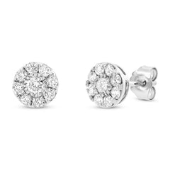 0.75ct 14k White Gold Diamond Cluster Stud Earring