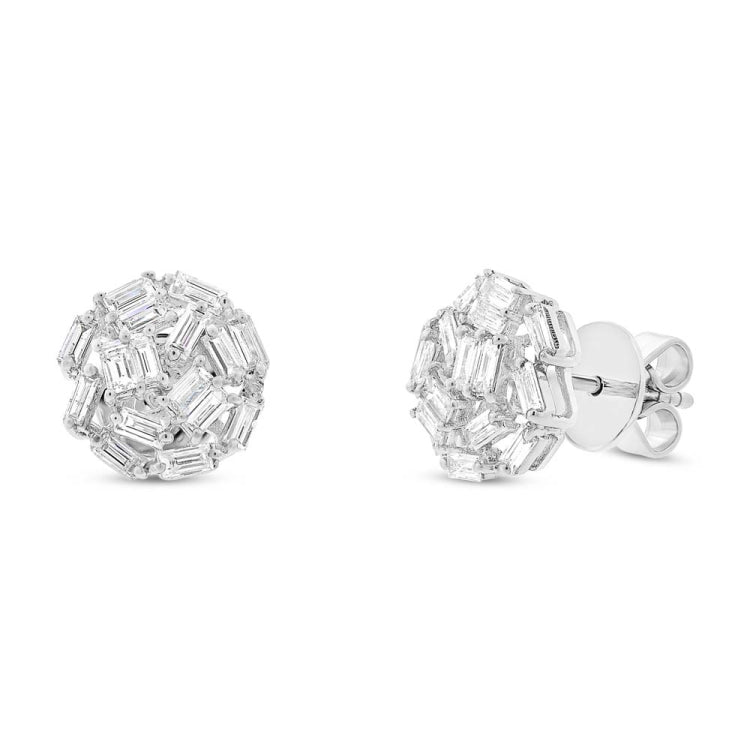 0.83ct 14k White Gold Diamond Baguette Stud Earring