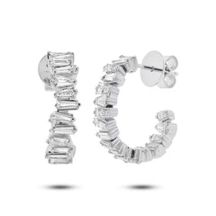 1.52ct 14k White Gold Diamond Baguette Hoop Earring