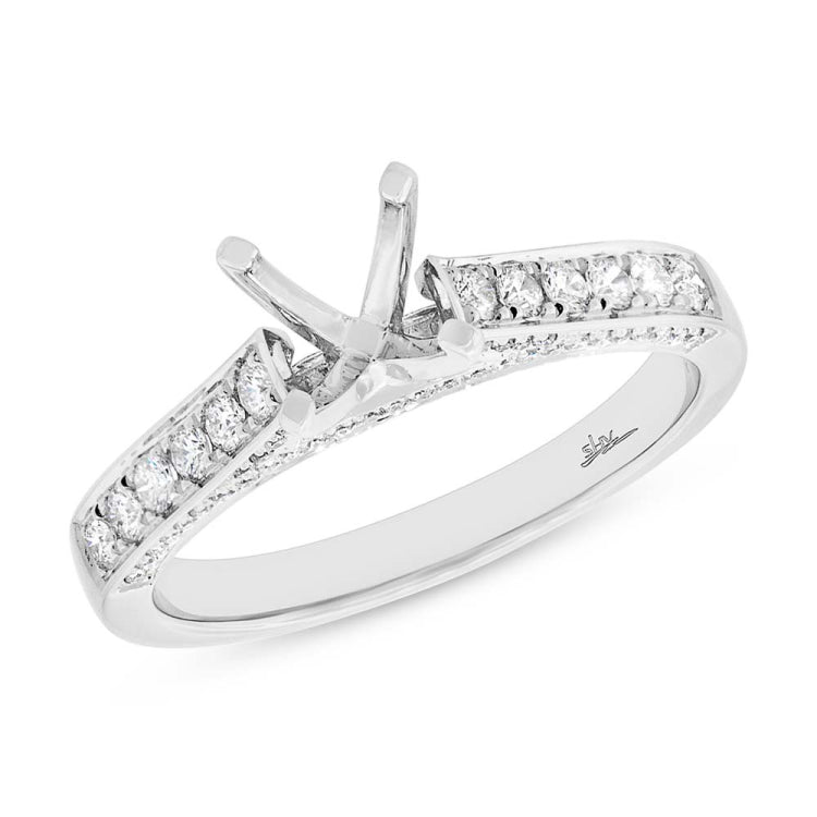 0.41ct 14k White Gold Diamond Semi-mount Ring for 1.00ct Center