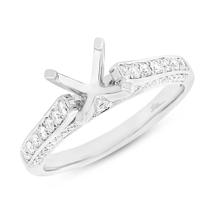 0.39ct 14k White Gold Diamond Semi-mount Ring for 1.50ct Center