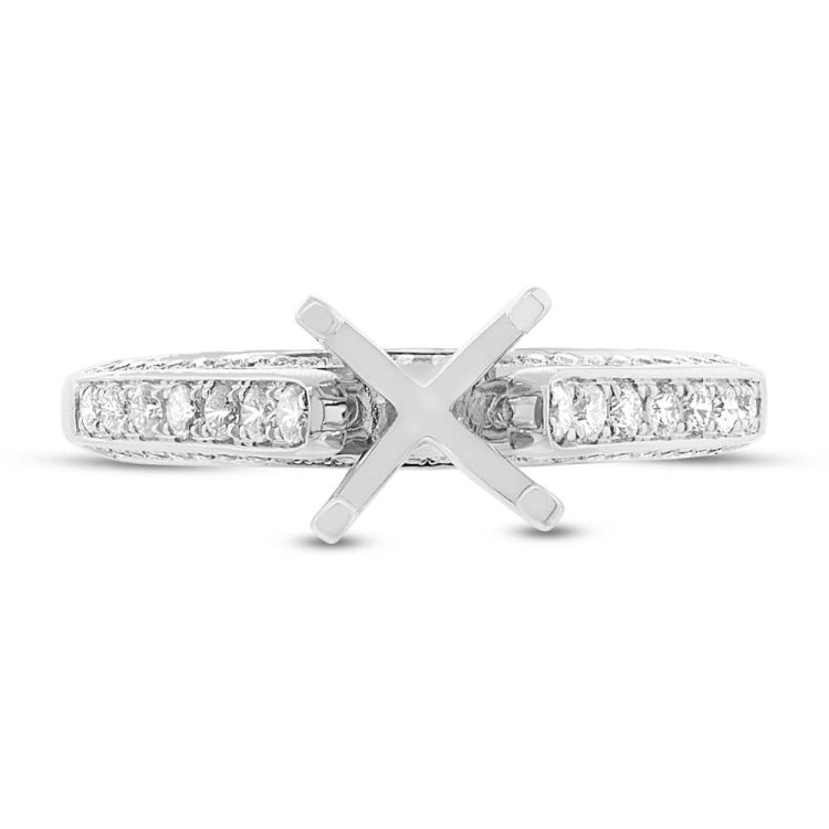0.39ct 14k White Gold Diamond Semi-mount Ring for 1.50ct Center