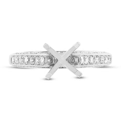 0.39ct 14k White Gold Diamond Semi-mount Ring for 1.50ct Center