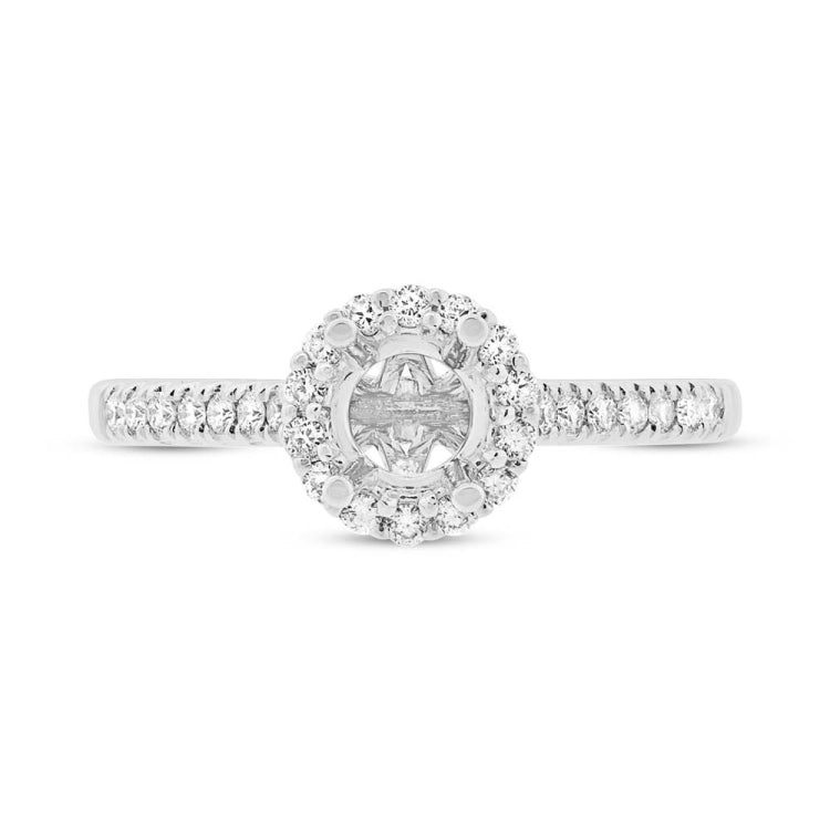 0.27ct 18k White Gold Diamond Semi-mount Ring for 0.50ct Center