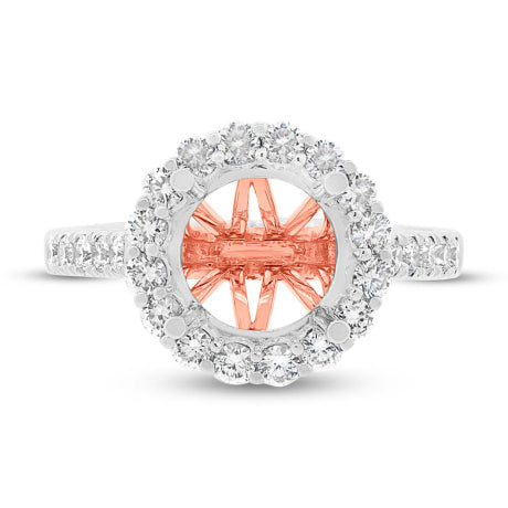 0.86ct 18k Two-tone Rose Gold Diamond Semi-mount Ring for 3.00ct Center Size 6.5