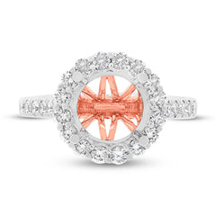 0.86ct 18k Two-tone Rose Gold Diamond Semi-mount Ring for 3.00ct Center Size 6.5