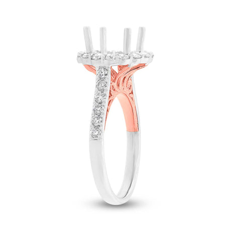 0.86ct 18k Two-tone Rose Gold Diamond Semi-mount Ring for 3.00ct Center Size 6.5