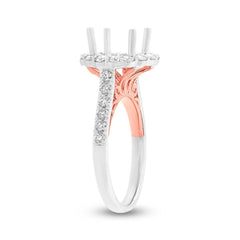 0.86ct 18k Two-tone Rose Gold Diamond Semi-mount Ring for 3.00ct Center Size 6.5