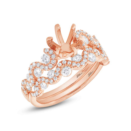 1.04ct 14k Rose Gold Diamond Semi-mount Ring 2-pc Size 6.5