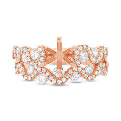 1.04ct 14k Rose Gold Diamond Semi-mount Ring 2-pc Size 6.5
