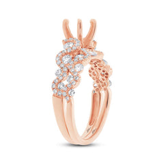 1.04ct 14k Rose Gold Diamond Semi-mount Ring 2-pc Size 6.5