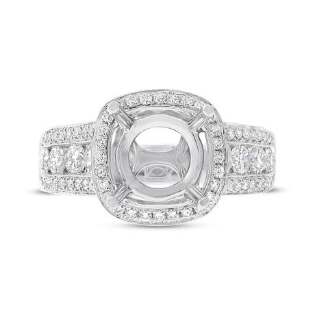 1.54ct 18k White Diamond Semi-mount Ring for 3.00ct Center