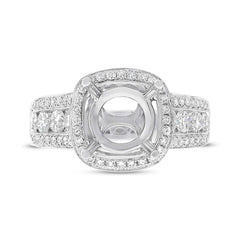 1.54ct 18k White Diamond Semi-mount Ring for 3.00ct Center