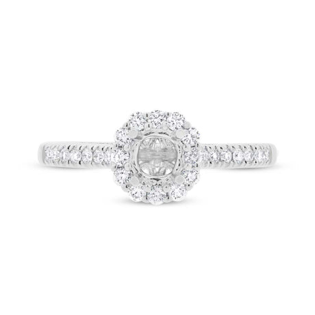 0.34ct 18k White Gold Diamond Semi-mount Ring for 0.50ct Center Size 6.5