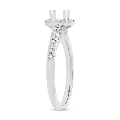 0.34ct 18k White Gold Diamond Semi-mount Ring for 0.50ct Center Size 6.5