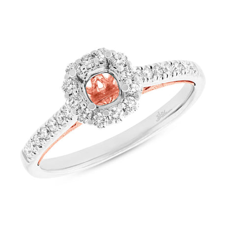 0.34ct 18k Two-tone Rose Gold Diamond Semi-mount Ring for 0.50ct Center Size 6.5
