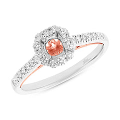 0.34ct 18k Two-tone Rose Gold Diamond Semi-mount Ring for 0.50ct Center Size 6.5