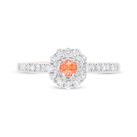 0.34ct 18k Two-tone Rose Gold Diamond Semi-mount Ring for 0.50ct Center Size 6.5