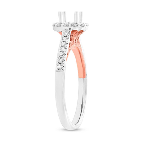 0.34ct 18k Two-tone Rose Gold Diamond Semi-mount Ring for 0.50ct Center Size 6.5