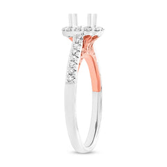 0.34ct 18k Two-tone Rose Gold Diamond Semi-mount Ring for 0.50ct Center Size 6.5
