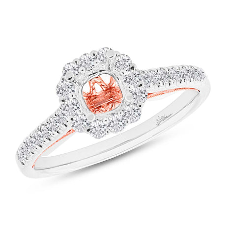 0.48ct 18k Two-tone Rose Gold Diamond Semi-mount Ring for 0.75ct Center Size 6.5
