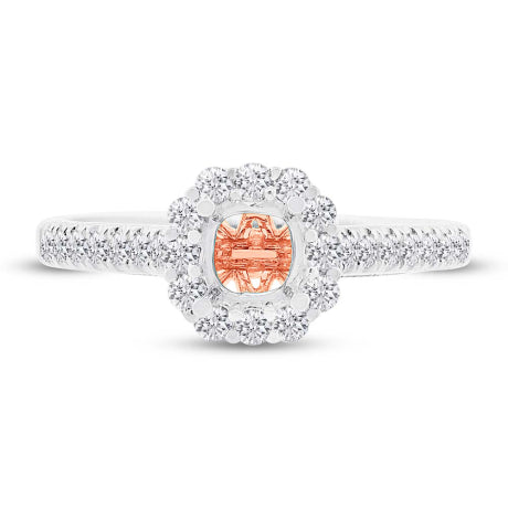 0.48ct 18k Two-tone Rose Gold Diamond Semi-mount Ring for 0.75ct Center Size 6.5