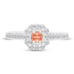 0.48ct 18k Two-tone Rose Gold Diamond Semi-mount Ring for 0.75ct Center Size 6.5