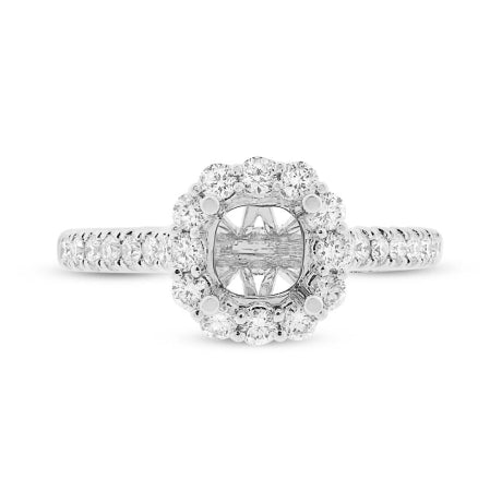 0.59ct 18k White Gold Diamond Semi-mount Ring for 1.00ct Center Size 6.5