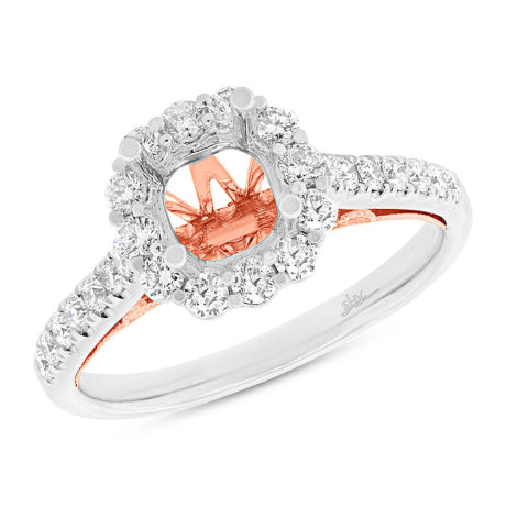 0.59ct 18k Two-tone Rose Gold Diamond Semi-mount Ring for 1.00ct Center Size 6.5