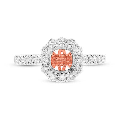 0.59ct 18k Two-tone Rose Gold Diamond Semi-mount Ring for 1.00ct Center Size 6.5