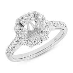 0.81ct 18k White Gold Diamond Semi-mount Ring for 1.50ct Center Size 6.5