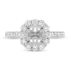 0.81ct 18k White Gold Diamond Semi-mount Ring for 1.50ct Center Size 6.5
