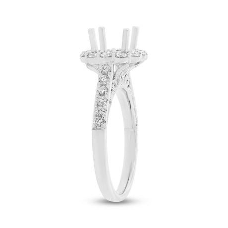 0.81ct 18k White Gold Diamond Semi-mount Ring for 1.50ct Center Size 6.5