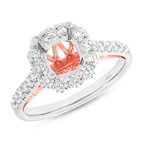 0.81ct 18k Two-tone Rose Gold Diamond Semi-mount Ring for 1.50ct Center Size 6.5