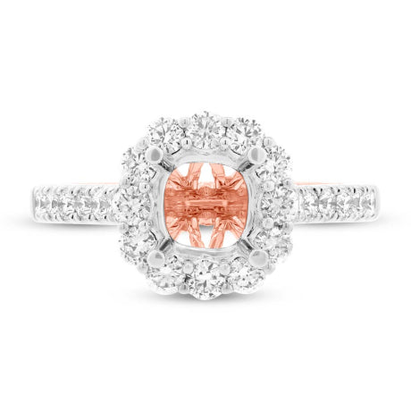 0.81ct 18k Two-tone Rose Gold Diamond Semi-mount Ring for 1.50ct Center Size 6.5