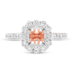 0.81ct 18k Two-tone Rose Gold Diamond Semi-mount Ring for 1.50ct Center Size 6.5