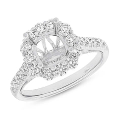 1.01ct 18k White Gold Diamond Semi-mount Ring for 2.00ct Center Size 6.5