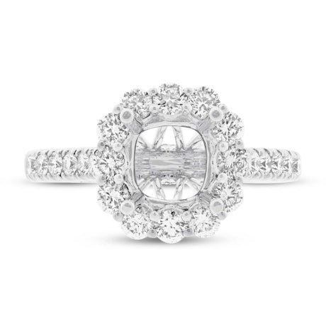 1.01ct 18k White Gold Diamond Semi-mount Ring for 2.00ct Center Size 6.5