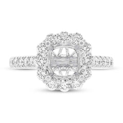 1.01ct 18k White Gold Diamond Semi-mount Ring for 2.00ct Center Size 6.5