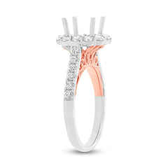 1.01ct 18k Two-tone Rose Gold Diamond Semi-mount Ring for 2.00ct Center Size 6.5